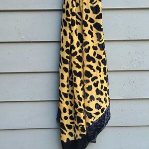Chicos Black Velvet Sheer Leopard Print Scarf